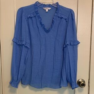 Counterparts Long Sleeve Ruffled Blouse With Gathered Sleeves